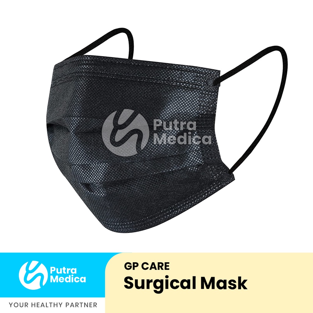 GP Care Face Mask Earloop 3 Ply [Black] - 1 Box / Masker Karet Telinga / Penutup Hidung dan Mulut / Alat Perlindungan Diri
