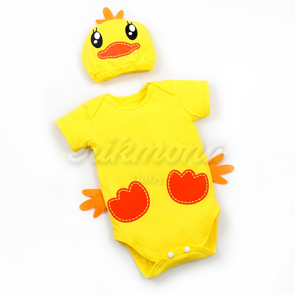 ⭐️baju bayi Jumper Bayi baju anak bebek kuning topi lucu⭐️