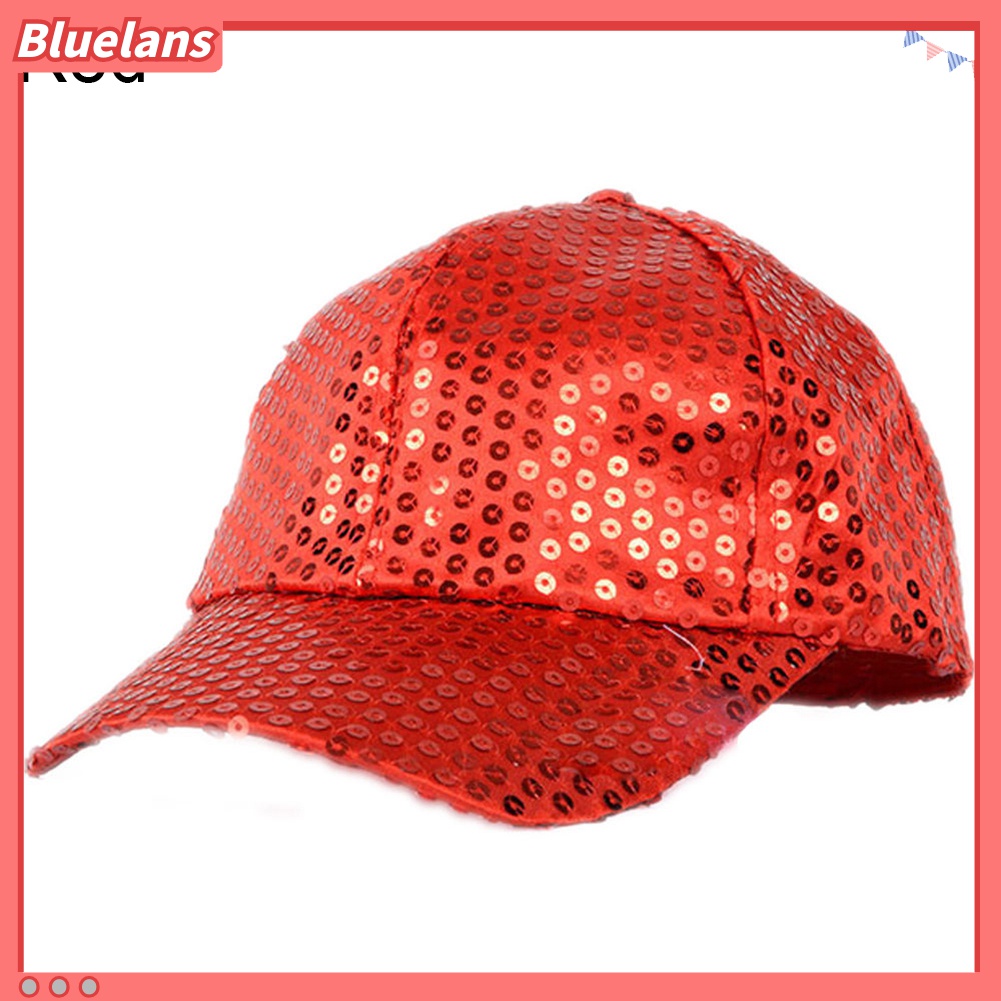 Bluelans Topi Baseball Snapback Aksen Payet Glitter Dapat Disesuaikan Untuk Pria Dan Wanita