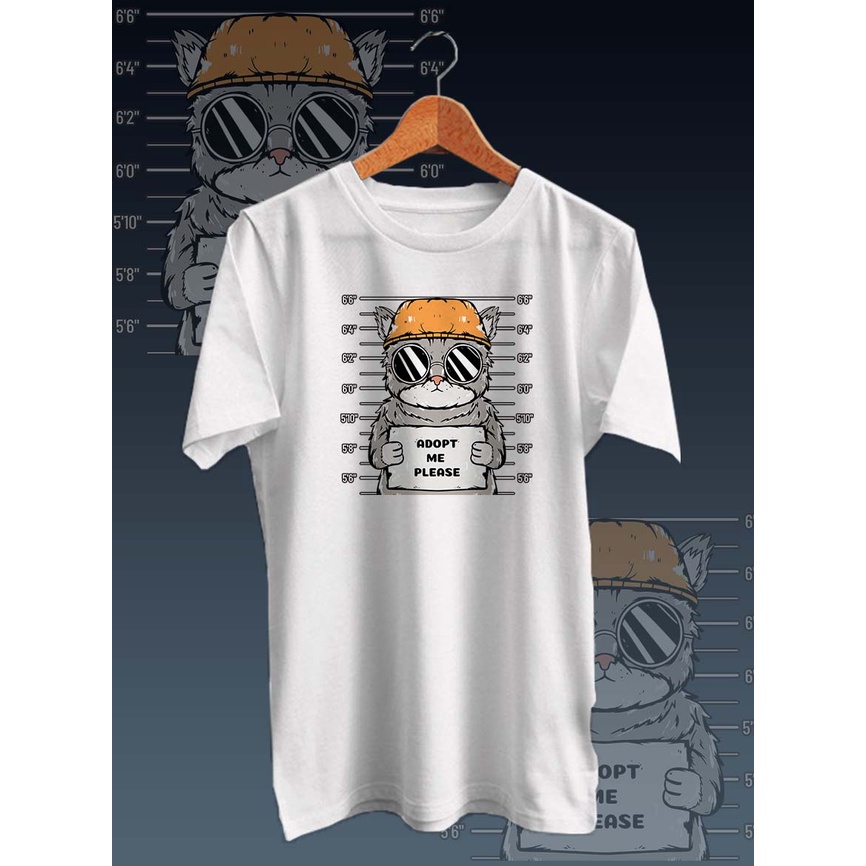 KAOS T-SHIRT DISTRO GAMBAR &quot;CAT ADOPTED&quot;/cotton combed 30s/kaos lengan pendek/print digital