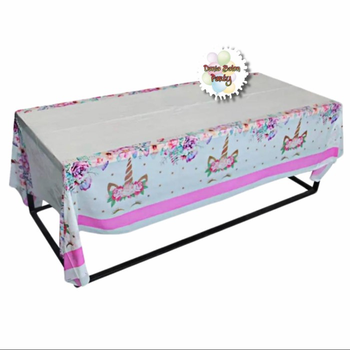 Table Cover / Taplak Meja Karakter Cewek Unicorn Bunga