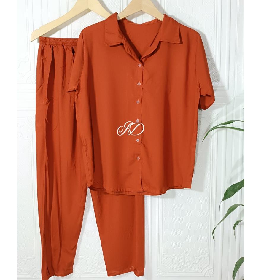 SALEE.. Id BAJU TIDUR PIYAMA SET KEMEJA CP LENGAN PANJANG CELANA PANJANG  SET ANDIN PREMIUM BANYAK M