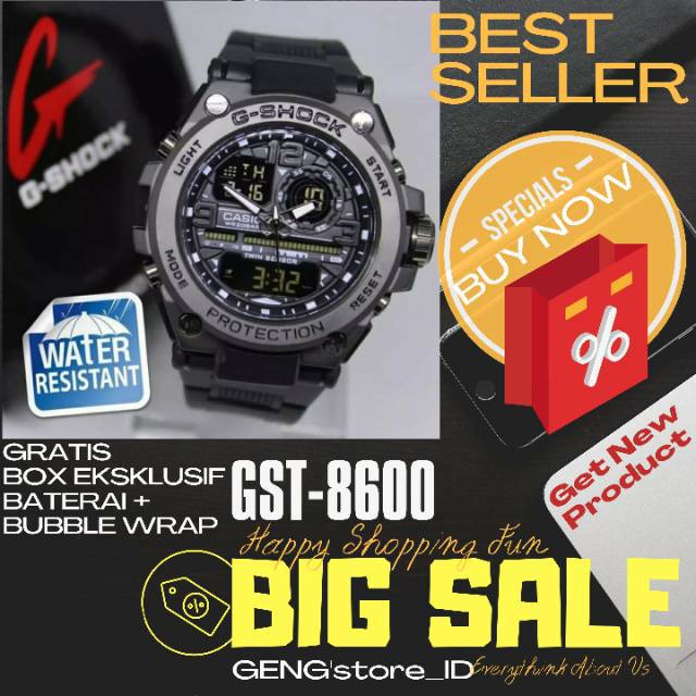 TERLARIS.. GST-8600 Free Box Free Baterai, Jam Tangan Anti Air
