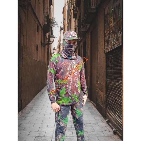 ND3 Setelan Camo Satu Set Baju Stelan Berburu Hunting Realtree Camo Mossy Perbakin Set 5 Pcs Lengkap