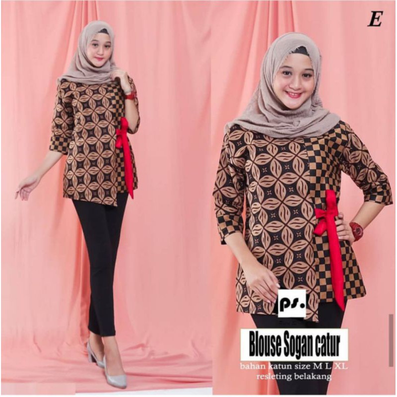 ATASAN BATIK WANITA BLOUSE BATIK FASHION  KERJA SERAGAM KANTOR CEWE BOLERO LENGAN PANJANG M L XL XXL