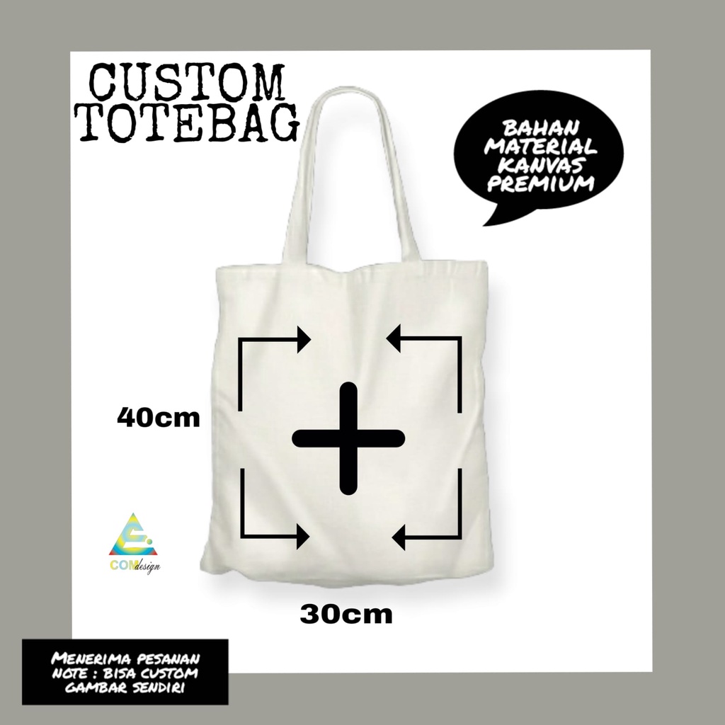 Totebag kanvas premium resleting uk 30x40 custom sendiri - Totebag