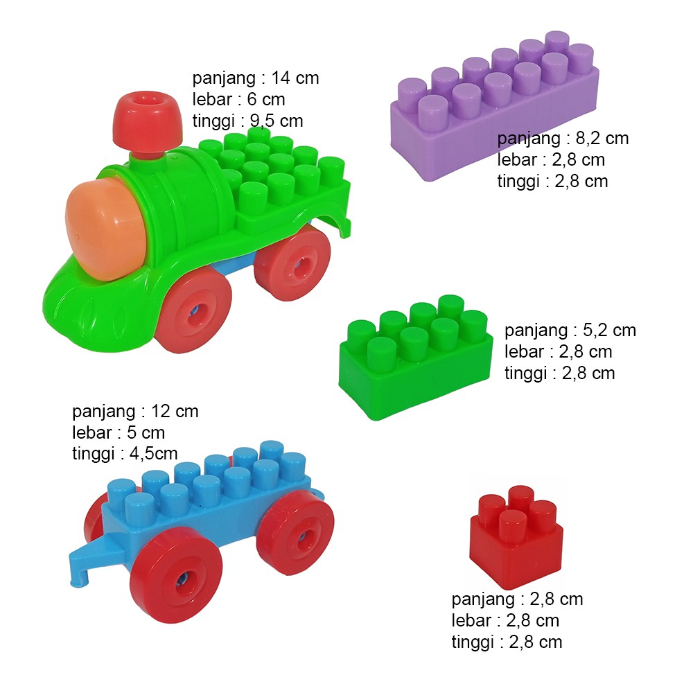 Mainan Block Anak Balok Susun Edukasi 60pcs Kereta