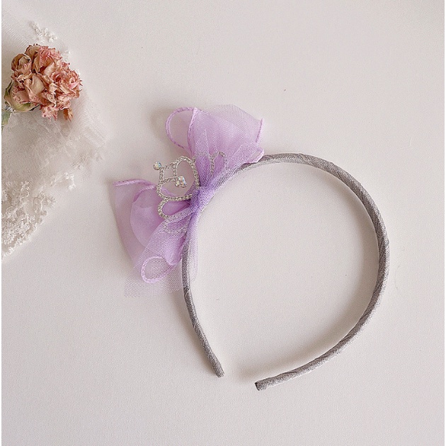 Bando Pita Korea / Bando Mutiara Anak Renda Motif Mahkota Edith