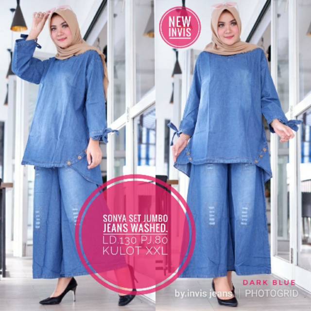 SONYA SET JUMBO Jeans Washed l Ld 130 Pj 80 l Kulot  XXL
