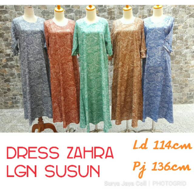 Dress Zahra lengan susun. Sekdress Rayon adem.Homedress. Daster arab kekinian. Baju kekinian