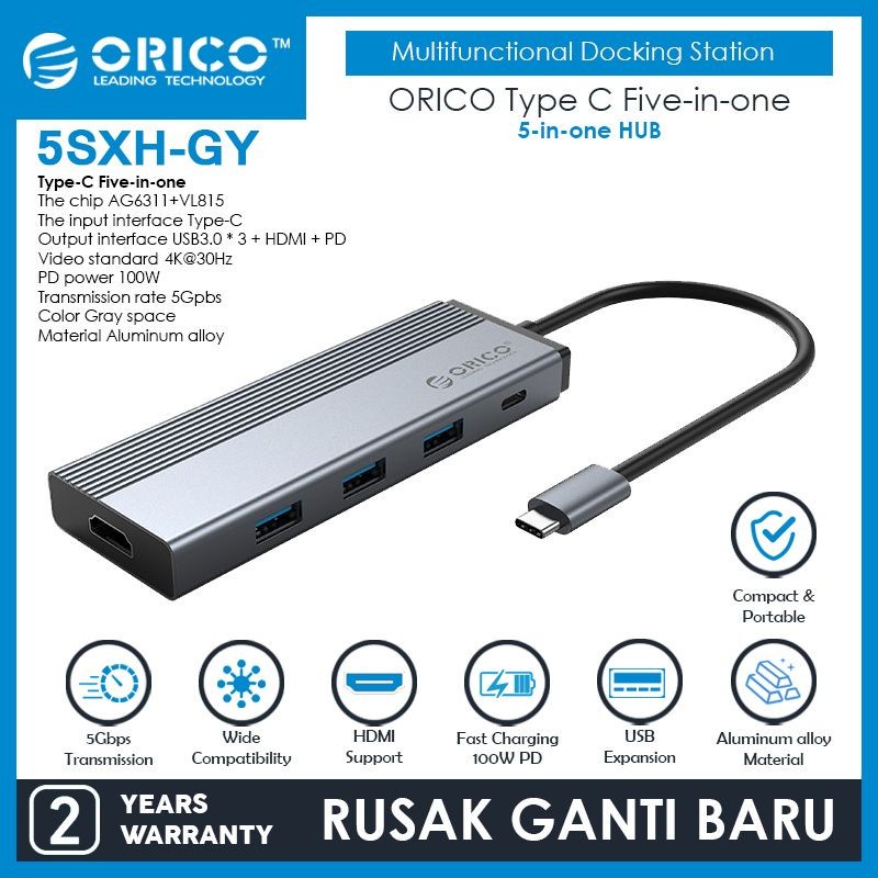 ORICO 5SXH 5 in 1 Type C Hub USB 3.0 HDMI PD