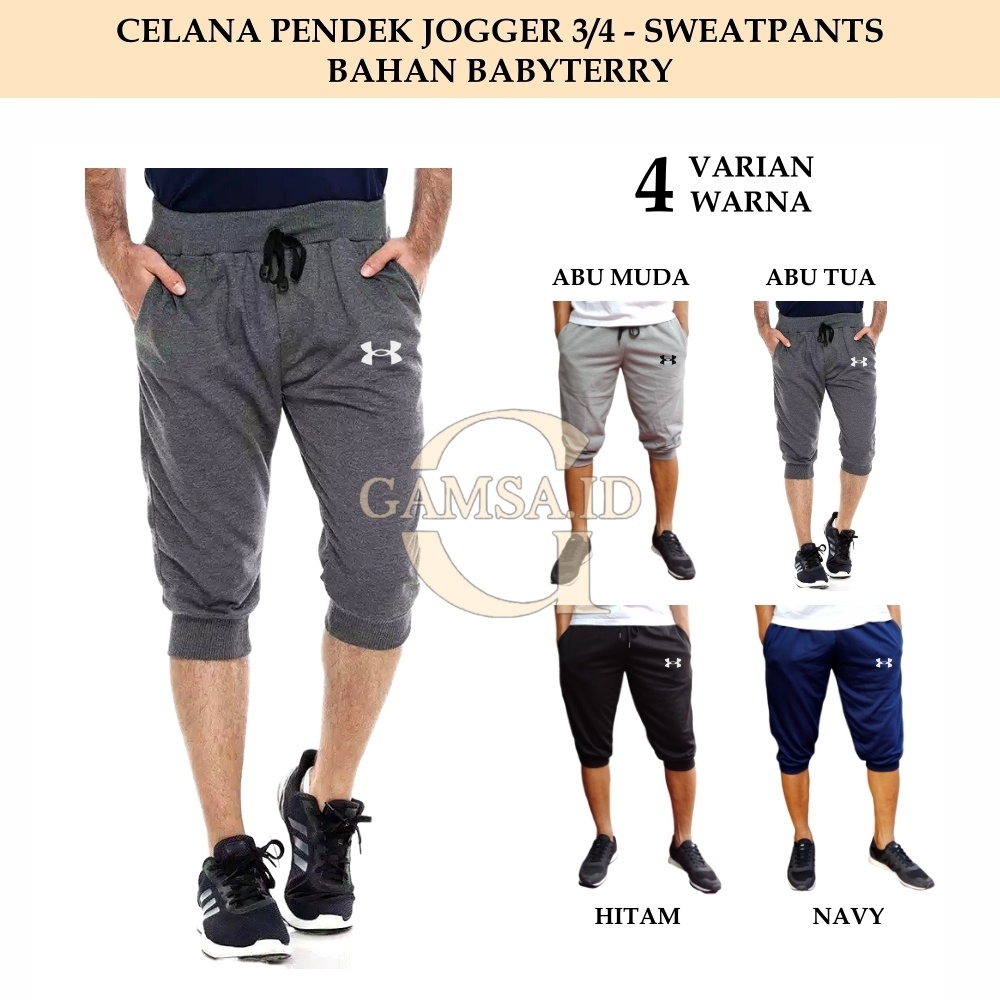 CELANA JOGGER 3/4 PRIA WANITA - JOGER PANTS SWEATPANTS TRAINING PENDEK OLAHRAGA SPORT