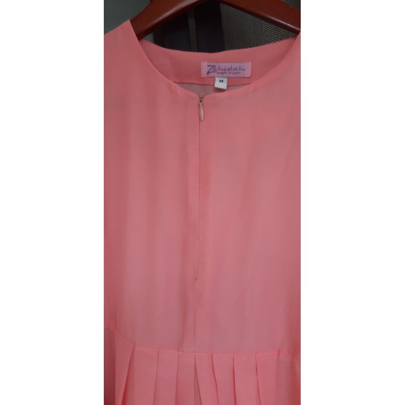 Preloved gamis zahidah candy peach