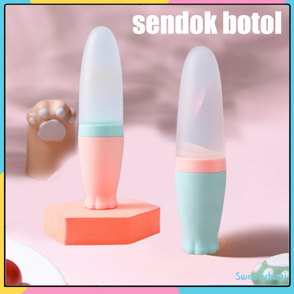 Sweetybayi Sendok makan silikon botol sendok bahan silicone alat makan bayi