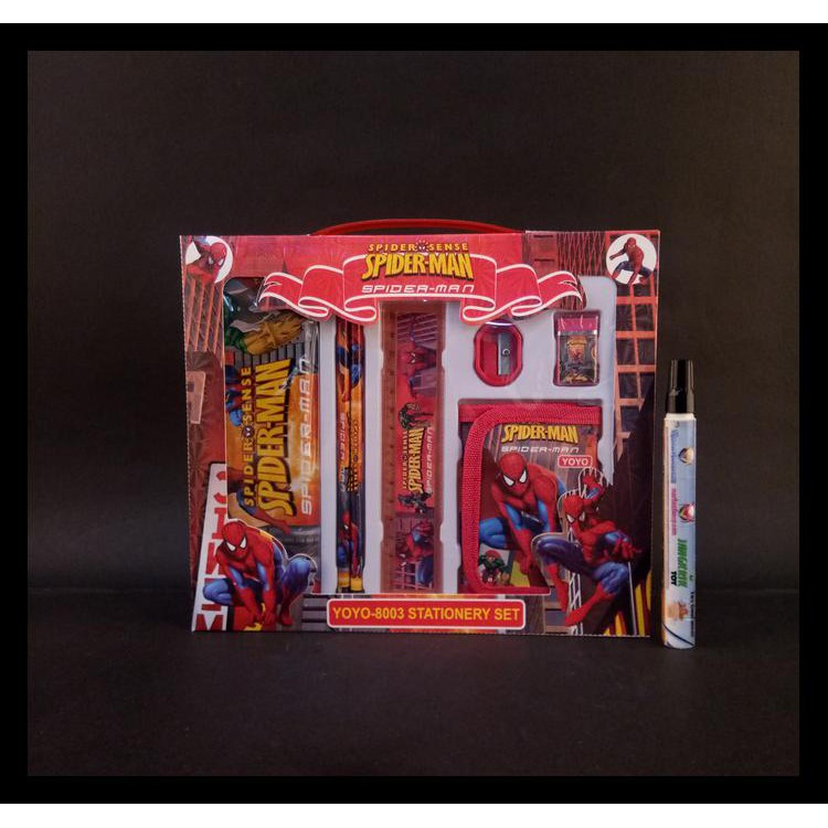 

STOK BARU ALAT TULIS SEKOLAH STATIONERY GAMBAR KARAKTER SPIDERMAN YOYO 8003 PAKET ALAT TULIS