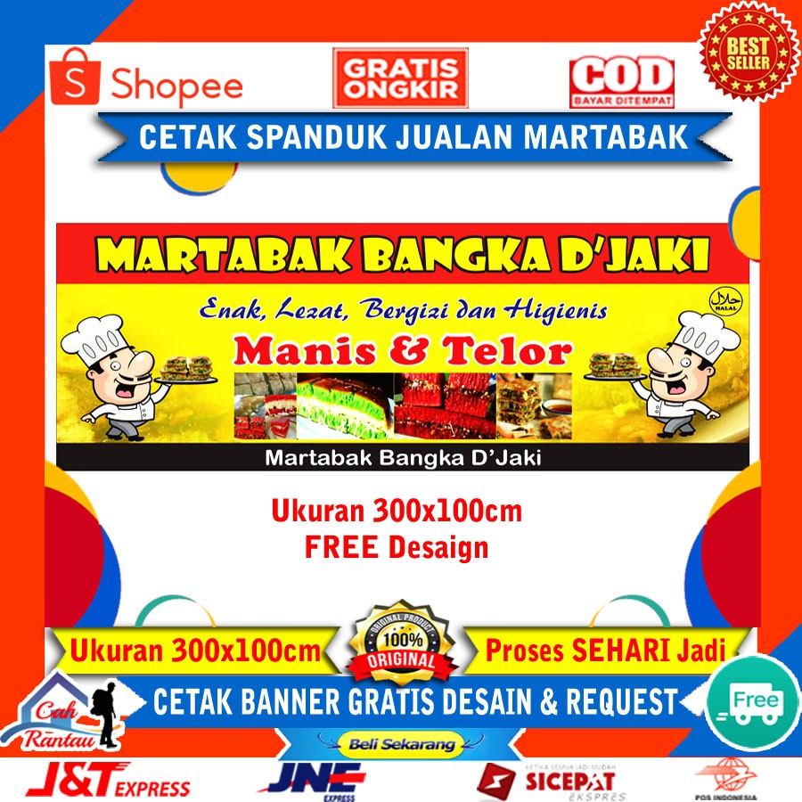 Cetak Banner Spanduk Backdrop Custom Murah Free Design Baliho Usaha Jualan Martabak Mini Shopee Indonesia