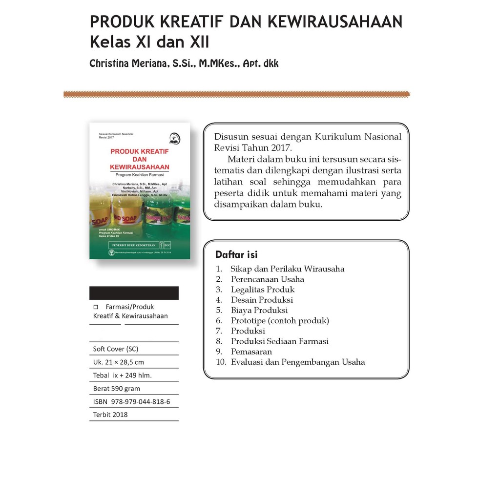 Produk Kreatif Kewirausahaan Program Keahlian Farmasi Penerbit Egc Original Shopee Indonesia