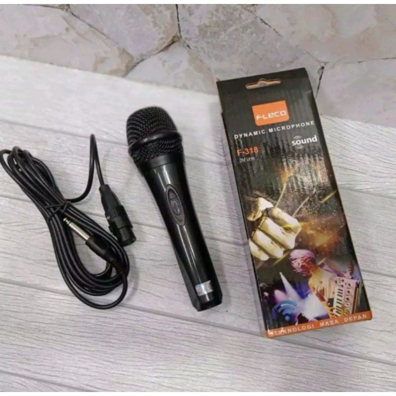 Microphone DYNAMIC Mic Kabel Karaoke FLECO F-318 F-319 Mic Kabel Suara Jernih