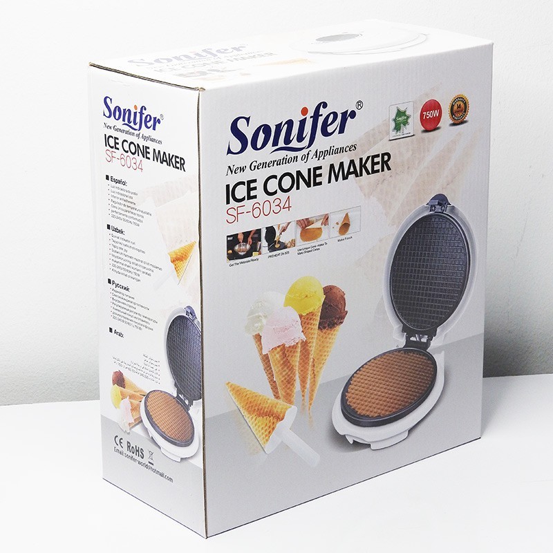 Sonifer Ice Cone Maker SF-6034 Mesin Pembuat Stroopwafels dan kue semprong