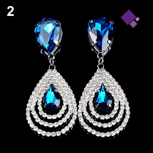 Anting Stud Berlian Imitasi Bentuk Tetesan Air Menjuntai Gaya Elegan Untuk Wanita