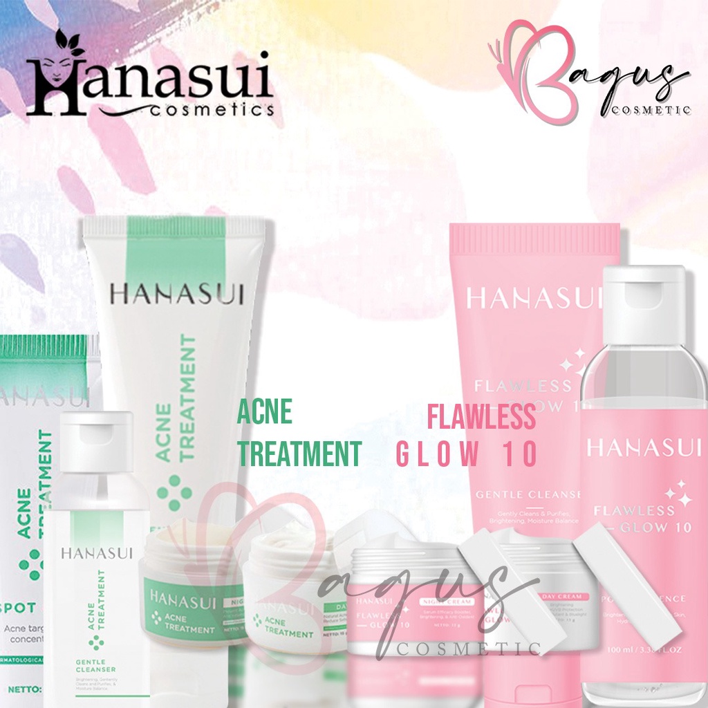 ⭐ BAGUS ⭐ Hanasui Acne Treatment Series | Hanasui Flawless Glow 10 Series | Cleanser Toner Essence Day Night Cream Spot Gel