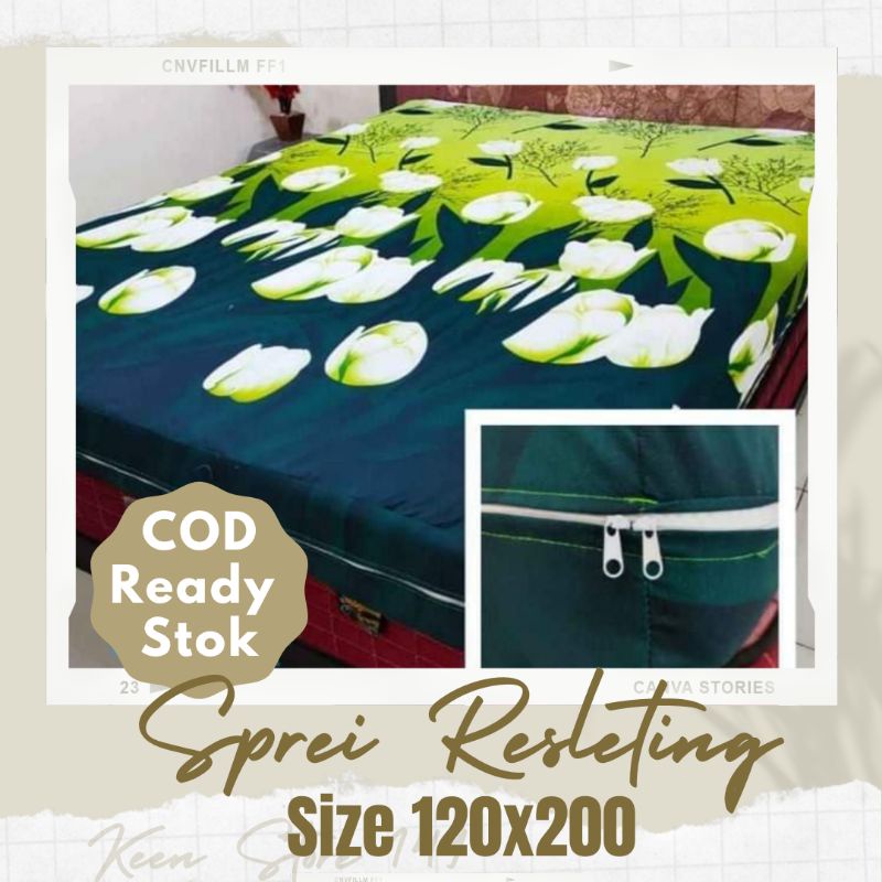 Seprai Resleting Sarung Busa 120x200 Sprei Seprei Kasur Risleting no nomer 3 Cover Bed