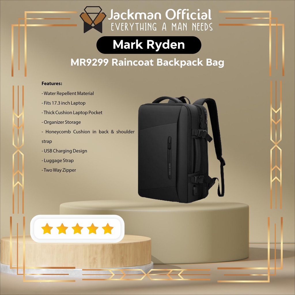 MARK RYDEN MR9299 Raincoat Backpack Bag - Tas Ransel Laptop 17.3 Inch