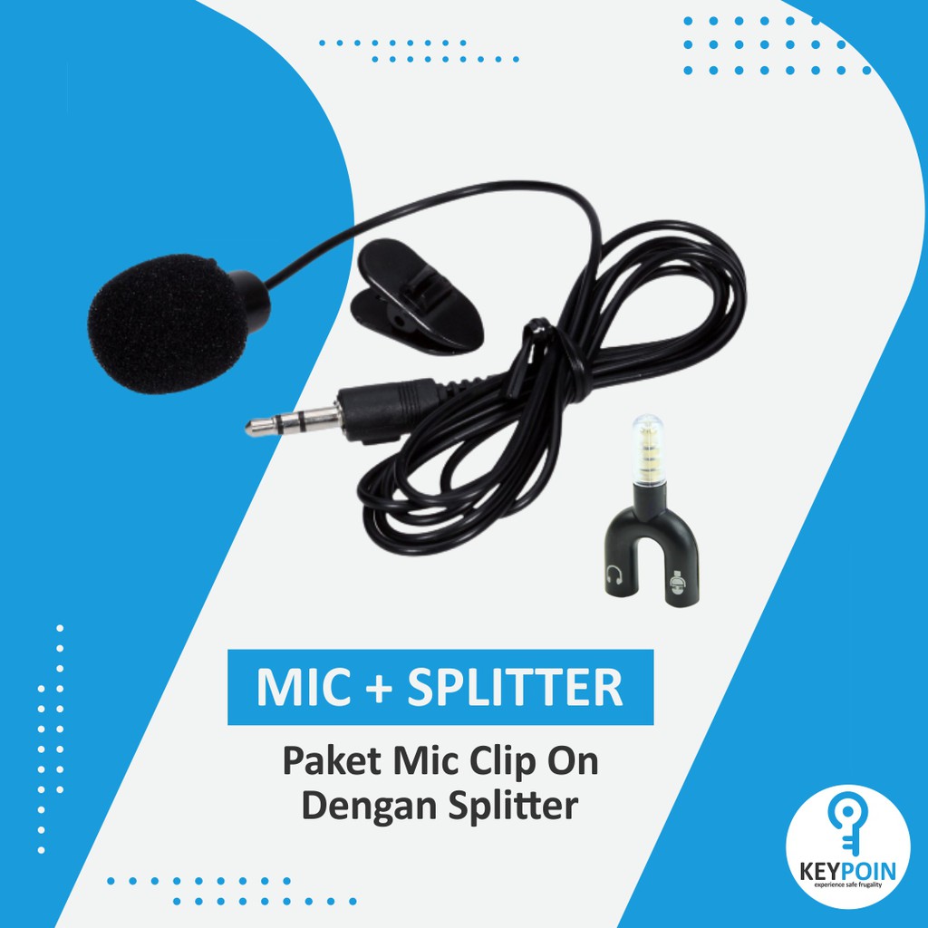 Paket Mic Clip On Audio Splitter Vlog Vlogger Smule Jack 3.5mm