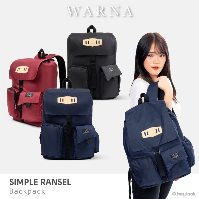 TAS RANSEL WANITA SIMPLE HEYLOOK - Backpack Laptop Tas Kuliah Kerja