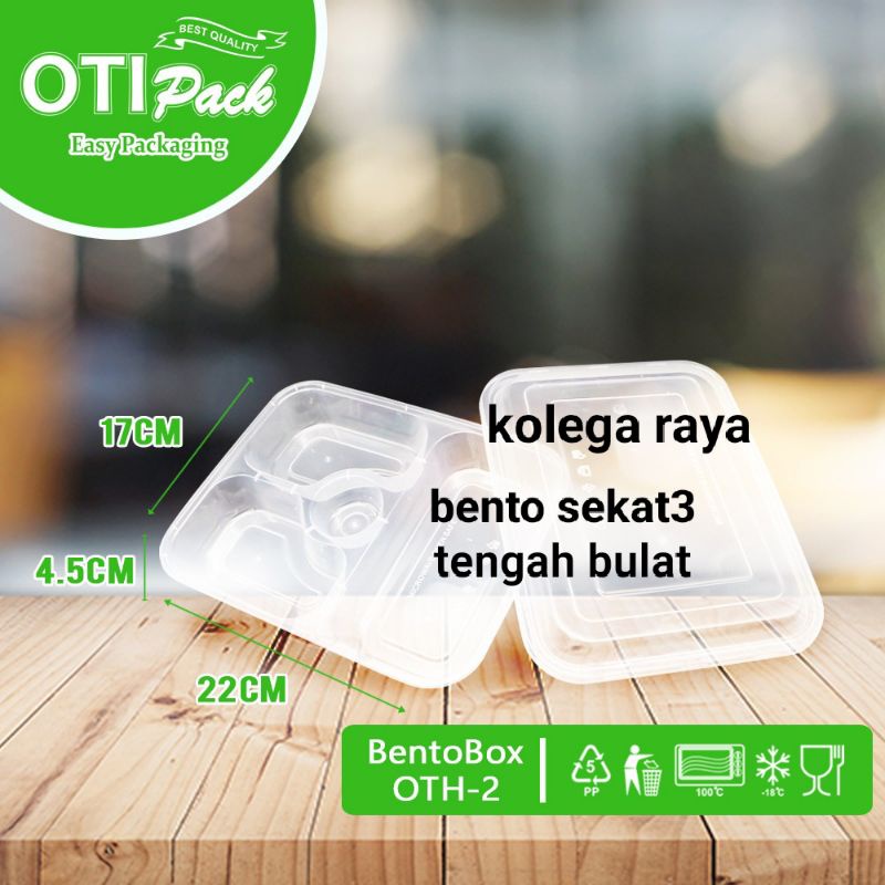 Kotak Makan Thinwall Plastik FoodGrade Model Bento Dengan Sekat 3 Dan Sekat 4 ISI 25pcs