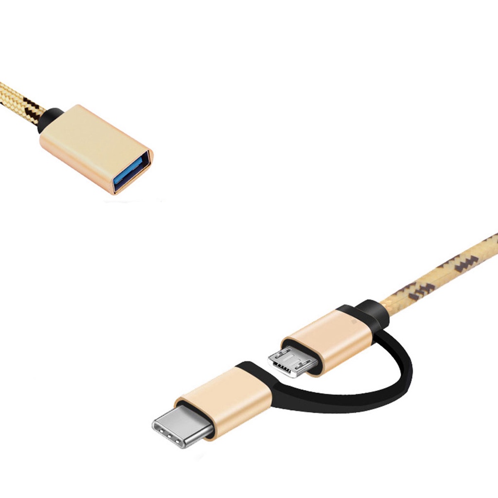 2 In 1 OTG Transfer Wiring USB To Micro USB Type C Braided Nylon Cables Data Sync Converter Electronic Accessories