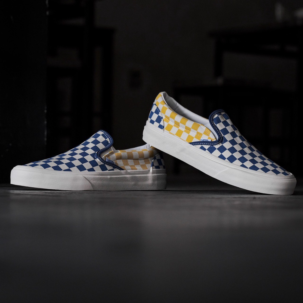 VANS SLIP-ON 98 DX CHECKER ANAHEIM BLUE/YELLOW ORIGINAL 100%