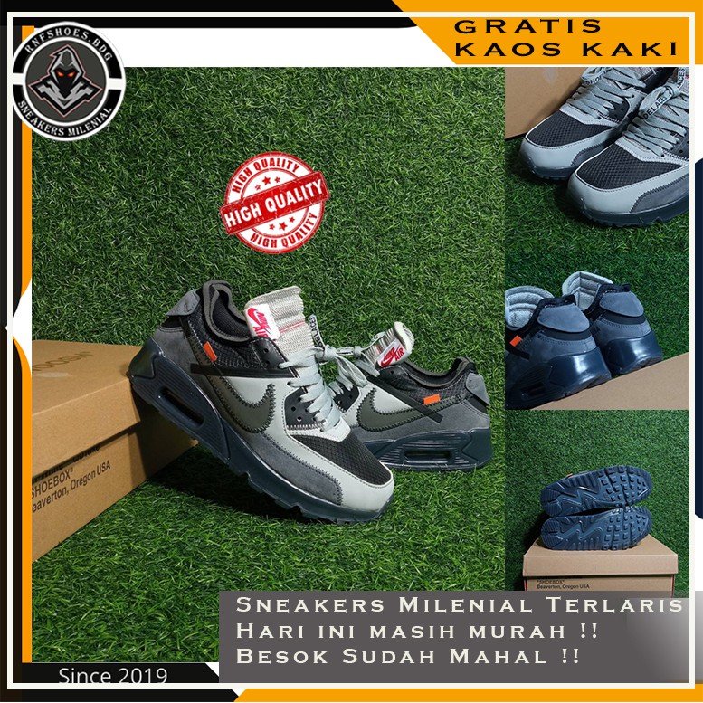 Nike Air Max 90 Off White Wolf Grey Size 40-44 Made In Vietnam Original Premium Import