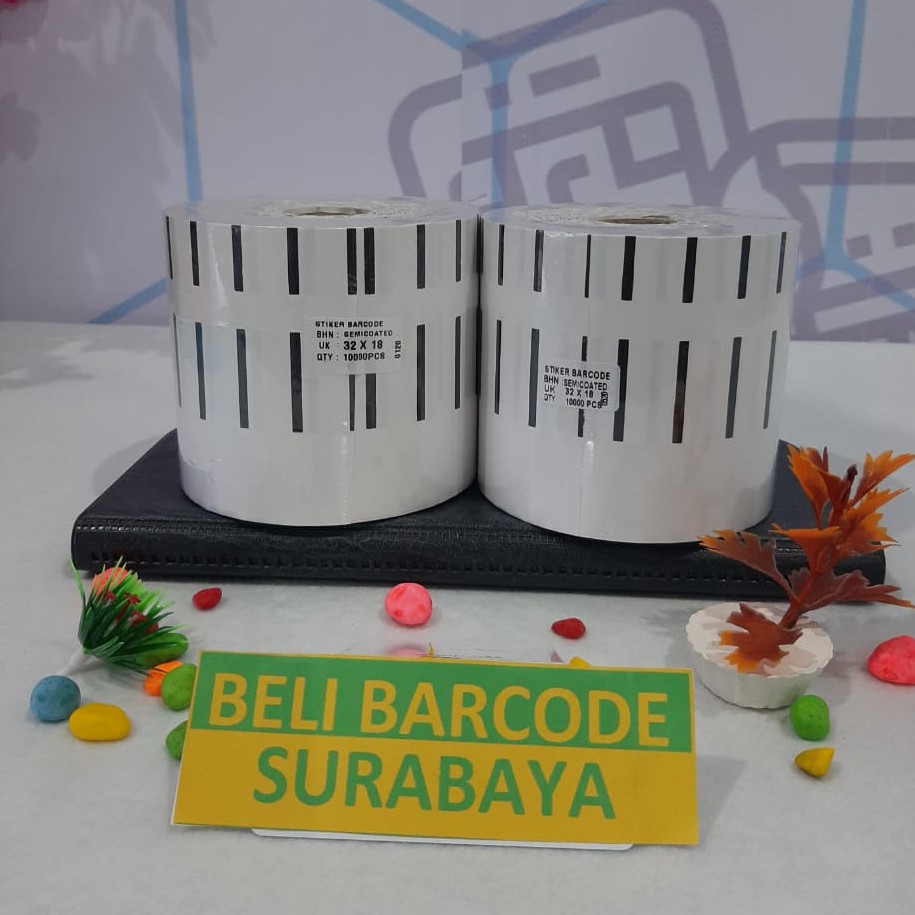 PAKET HEMAT 5 ROLL LABEL SEMICOATED 32X18 + 1 RIBBON WAX 110X300