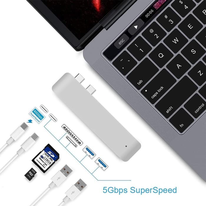 Multi Card Reader 6 in 1 USB Type C 3.1 with Charging Port