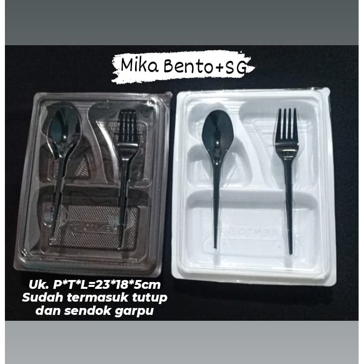 Mika Bento SG Sekat Dengan Sendok dan Garpu  ISI 25PCS