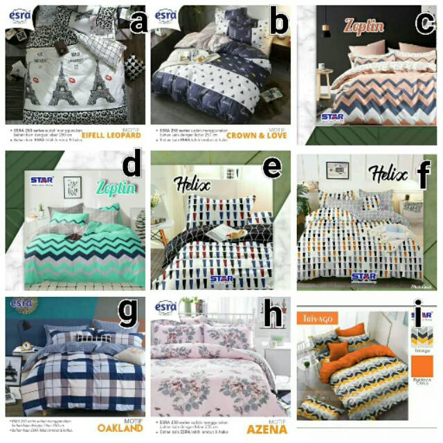 Sprei bahan katun panca premium motif Eifell Leopard Trivago Orange Crown & Love Zeplin 120x200 cm
