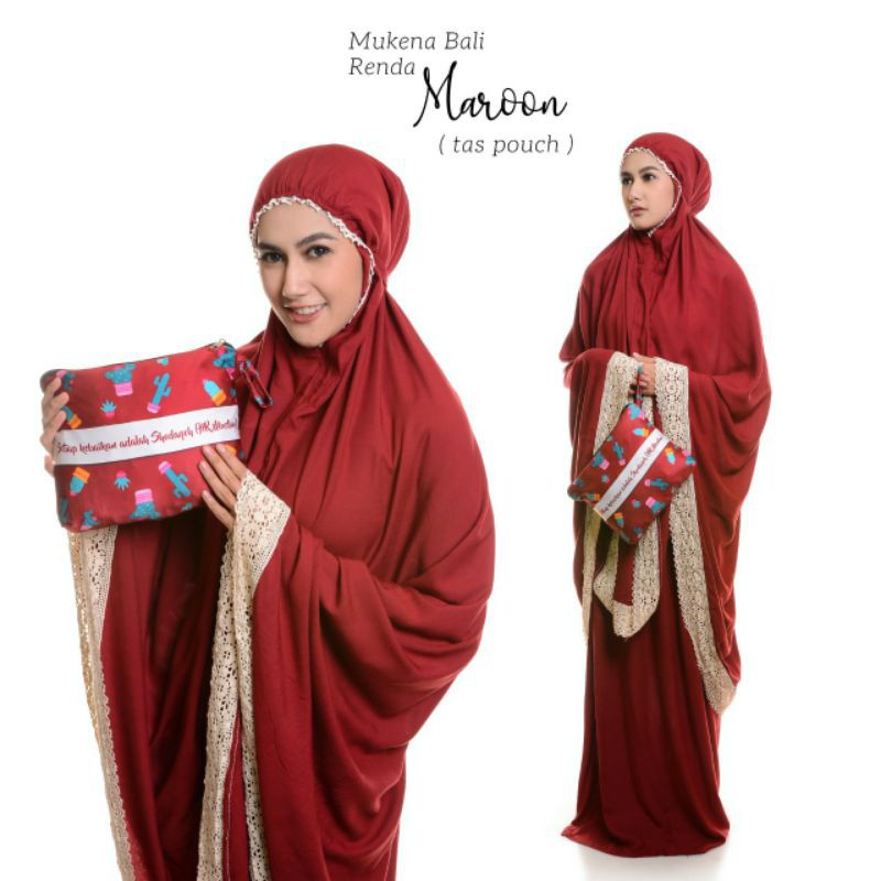 MUKENA DEWASA JUMBO BALI RENDA POUCH | MUKENA KATUN RAYON MURAH CARUZEL