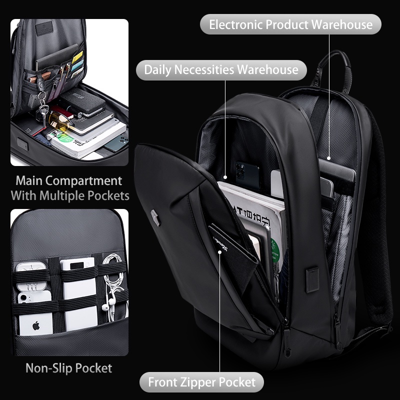 B00443 Tas Arctic Hunter Pria Ransel Laptop Bag 15.6 Waterproof USB