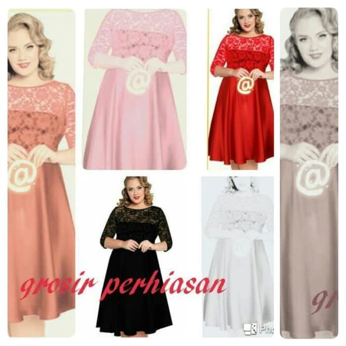 Dress jumbo bigsize big size xl kombi brokat bagus - putih xl dress cewek murah terusan cewek mura