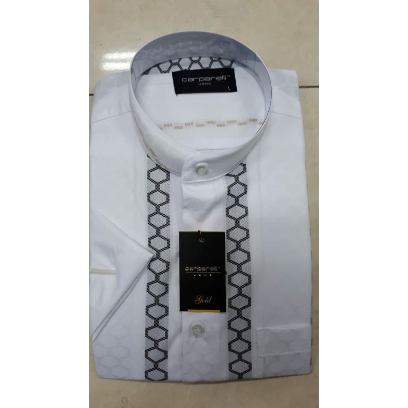 Kemeja Carparelli Lengan Pendek Kombinasi Hitam Putih / Hem Koko Carparelli