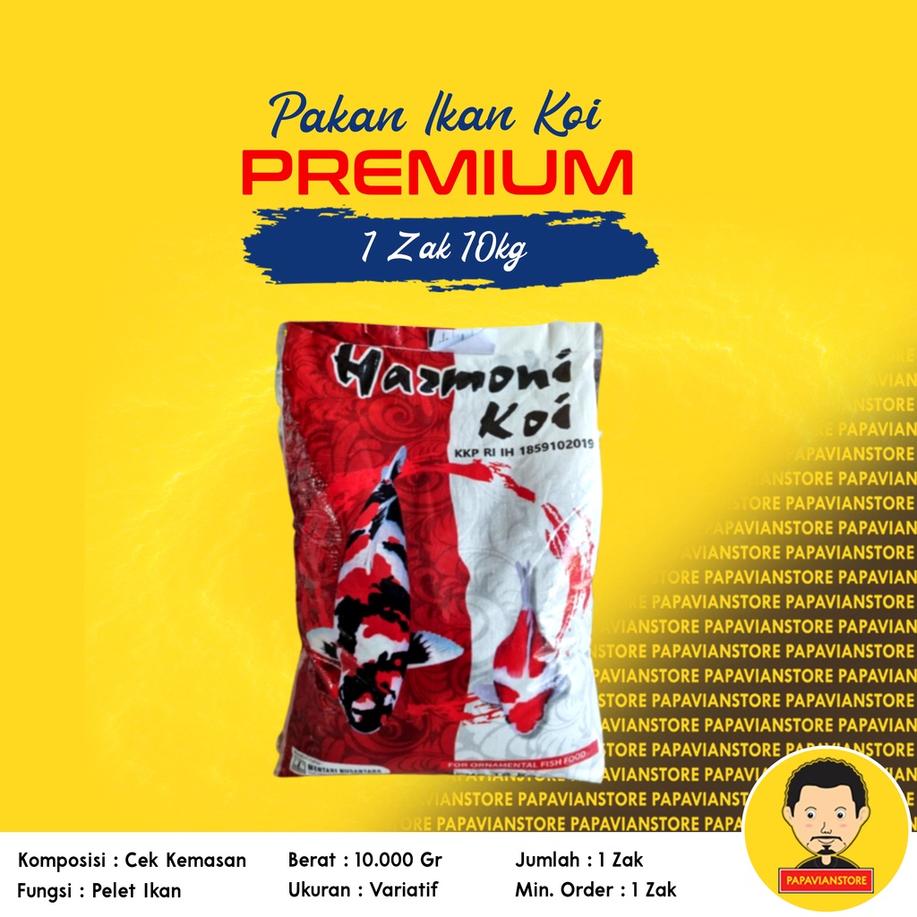 Pelet Pakan Makanan Ikan Hias Koi Fish Food Breeder Pro Ikushu Plus Harmoni Ukuran 10 Kg 1 Zak 3 5 8 mm S M L Small Kecil Medium Sedang Large Besar Size