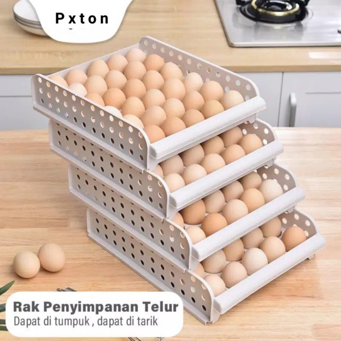 barokah gamis 2 pcs isi 60 egg box set rak telur susun laci kotak telur tingkat