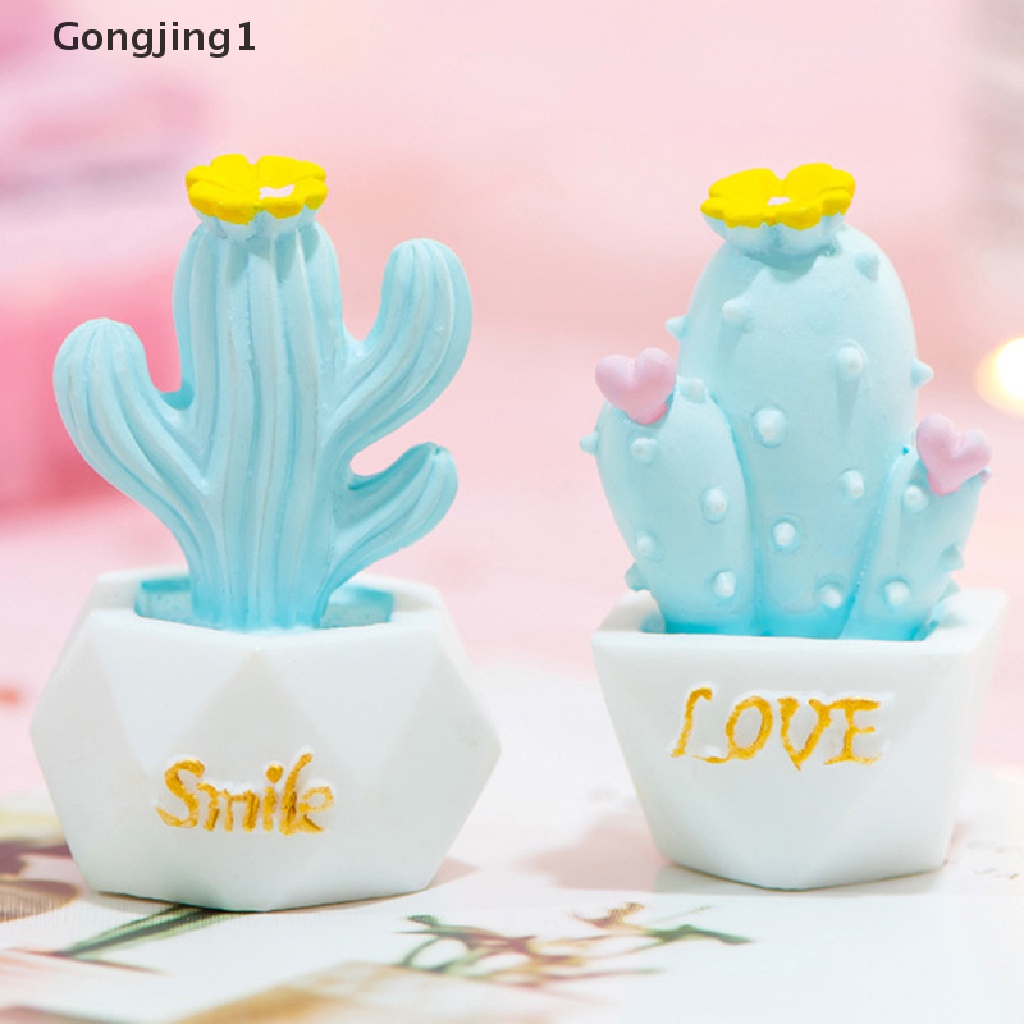 Gongjing1pcs 10pcs Miniatur Kaktus Bahan Resin Untuk Dekorasi Taman Minifairy Garden