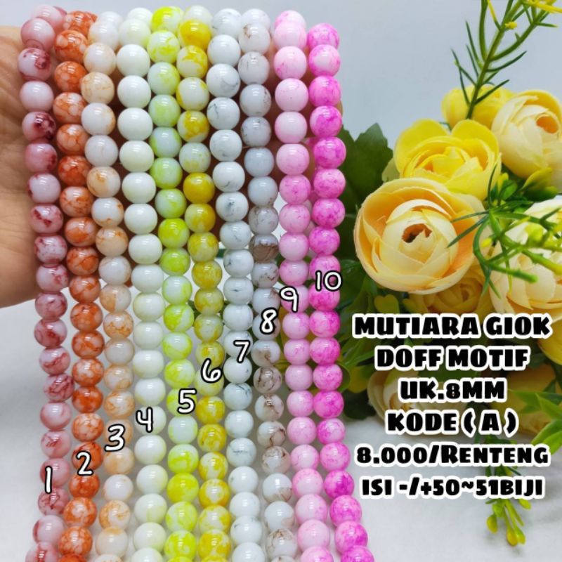 Mutiara Batu Giok Mutiara Batu Giok Doff 8mm Mutiara Marmer