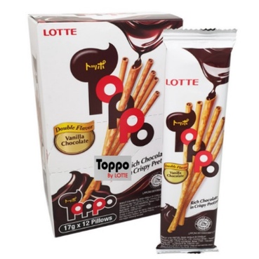 

LOTTE TOPPO VANILLA CHOCOLATE STICK ISI 12 x 17 GRAM PRETZEL VANILA ISI COKLAT BISKUIT THAILAND KUE MAKANAN