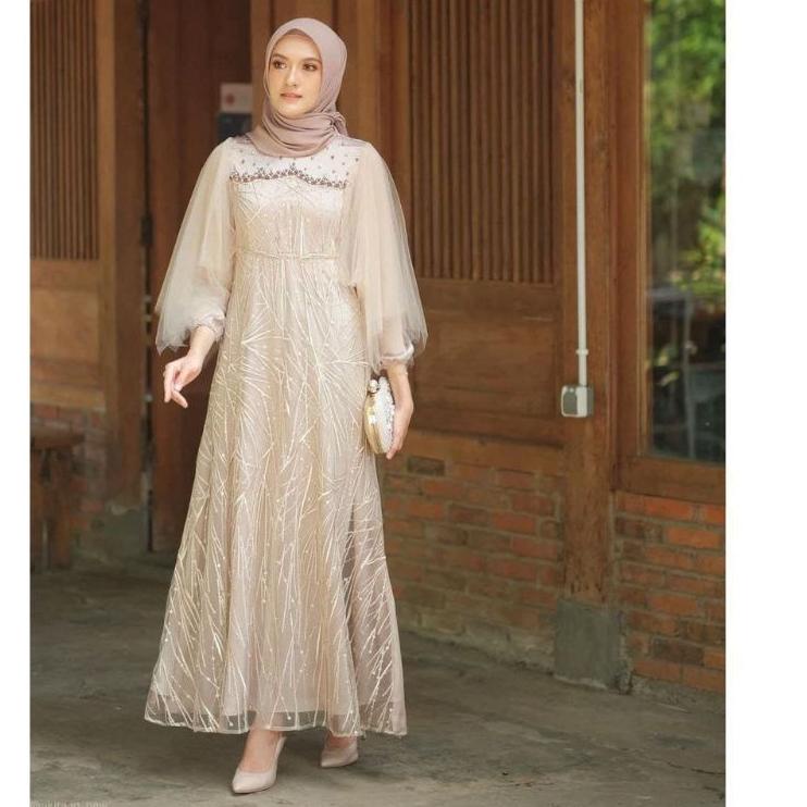 Harga Termurah TERMURAH LUNA DRESS BROKAT KOMBINASI / FASHION MUSLIM WANITA / GAMIS BROKAT TERBARU