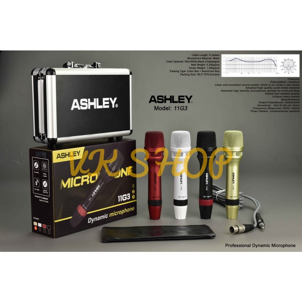 MIC KABEL ASHLEY 11G3 / ASHLEY 11 G3 ORIGINAL MIC DYNAMIC HARDCASE