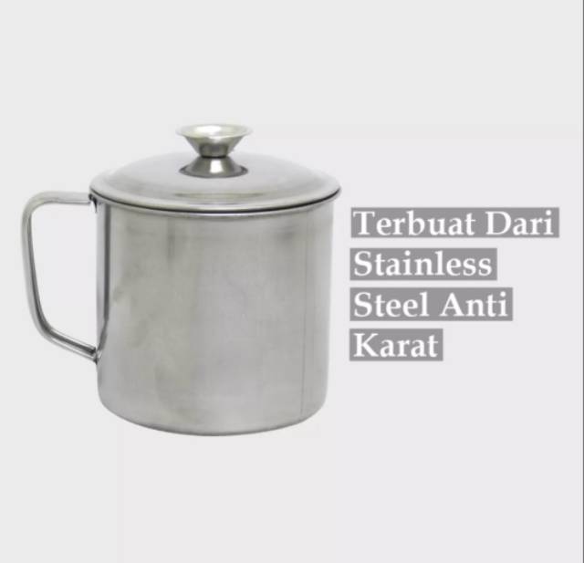 MUG STAINLESS + TUTUP / GELAS CANGKIR STAINLESS TUTUP