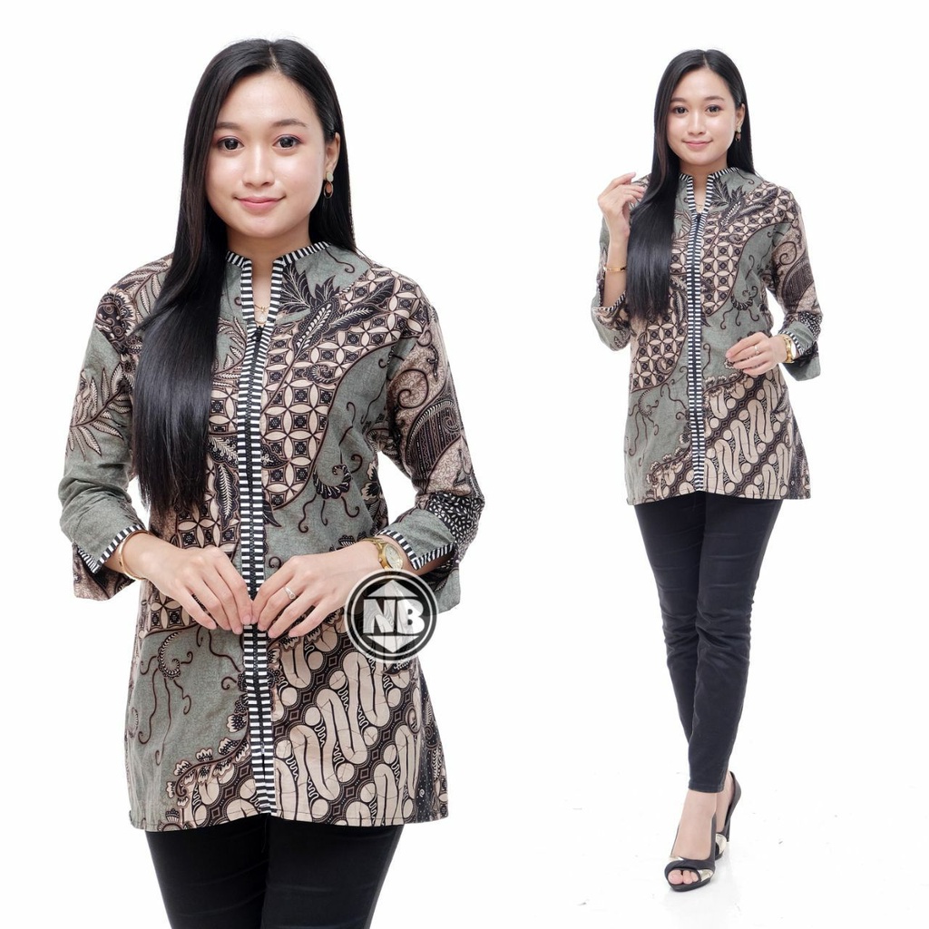 Atasan Baju Blouse Batik Wanita Cewek Remaja Dewasa Ibu Mama Muda Sarimbit Couple Seragaman Keluarga-C